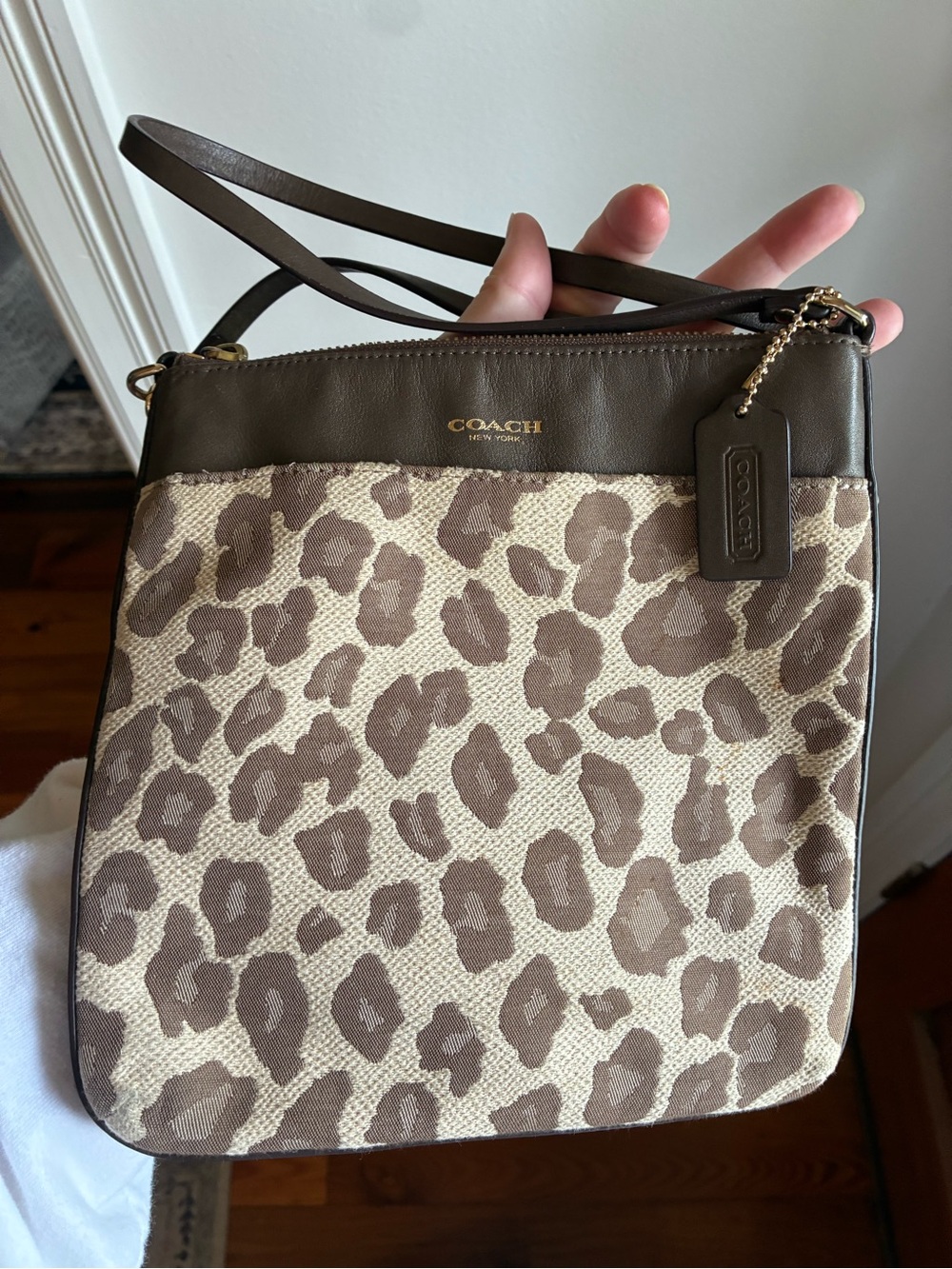 COACH Leopard-Print Crossbody Bag in Brown and Cream